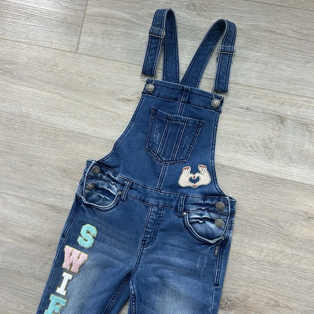 Silver Jeans Taylor Swift SWIFTIE Girls Youth Size‎ 14 Custom Denim Overalls